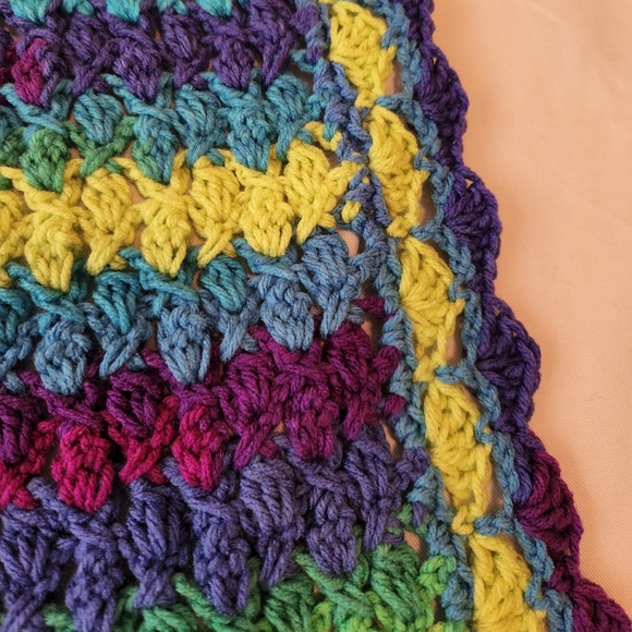 Handmade Crocheted Parrot Stripe Baby Blanket - Picture 2 of 7